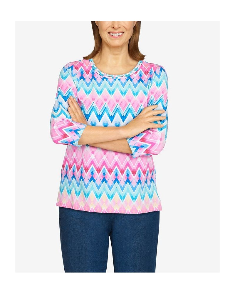 Women's Key Items Chevron Print Soft Knit Top Multi $24.94 Tops