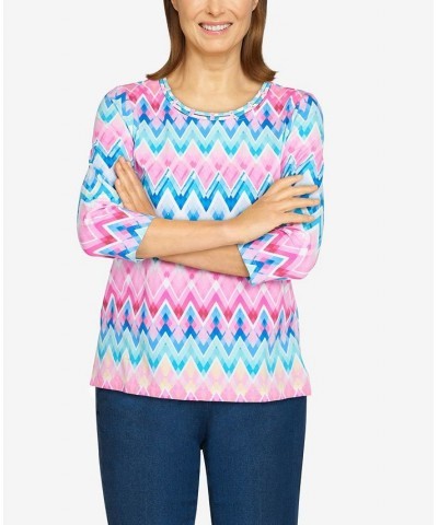 Women's Key Items Chevron Print Soft Knit Top Multi $24.94 Tops