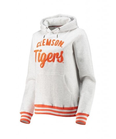 Women's Ash Clemson Tigers Santa Cruz Chenille Pullover Hoodie Ash $34.30 Sweatshirts