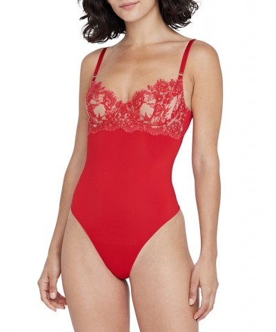 Women's Entice Teddy Thong Bodysuit 393143 Red $24.47 Lingerie