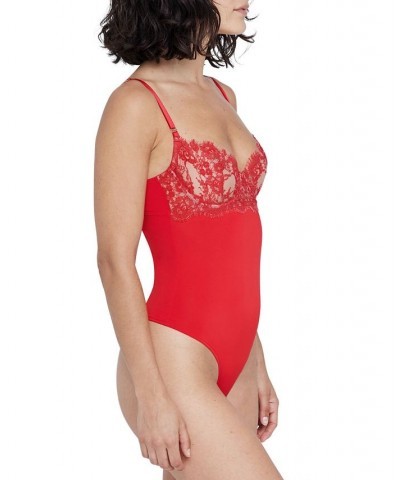 Women's Entice Teddy Thong Bodysuit 393143 Red $24.47 Lingerie