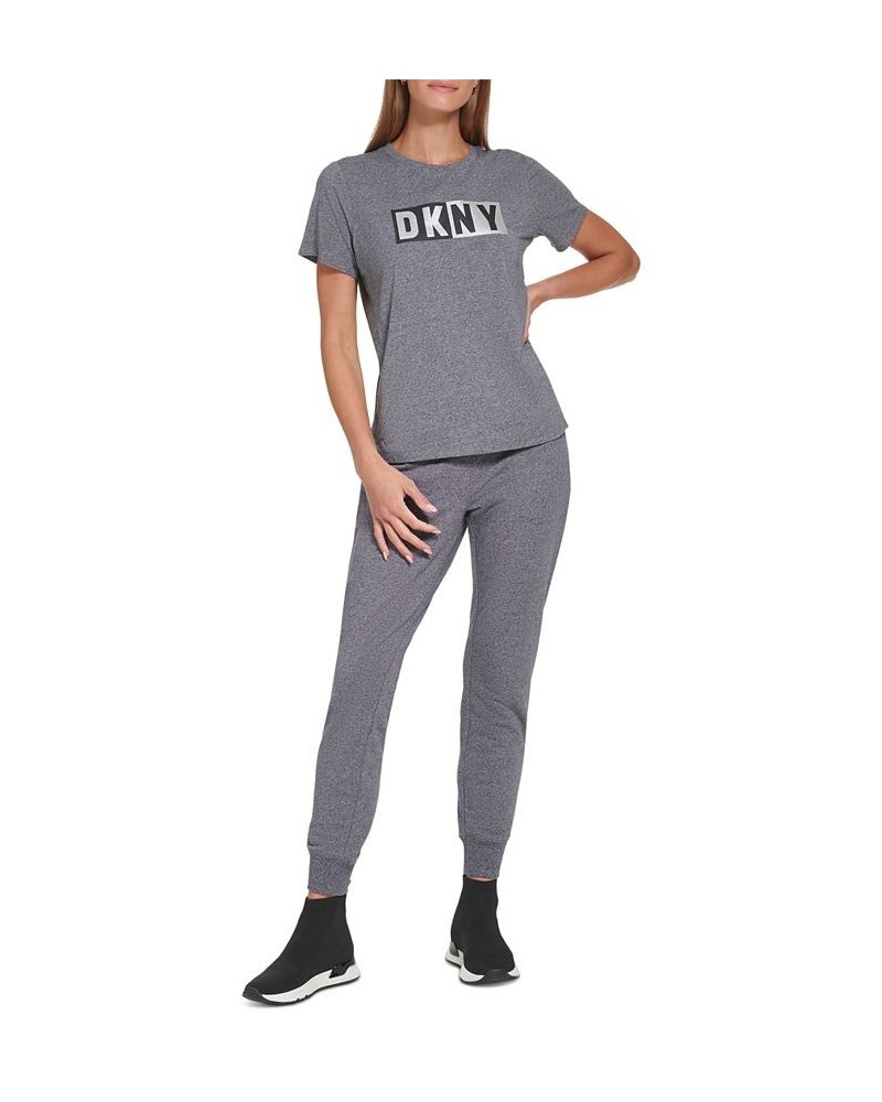 Logo-Drawstring Banded-Hem Jogger Pants Black Heather/silver $23.45 Pants