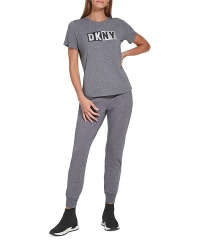 Logo-Drawstring Banded-Hem Jogger Pants Black Heather/silver $23.45 Pants