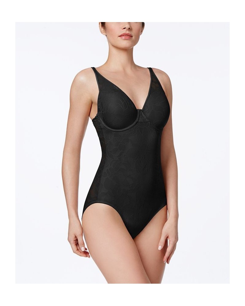 Women's Ultra-Light Firm Tummy-Control Sheer Lace Bodysuit M6552 Black $31.16 Shapewear