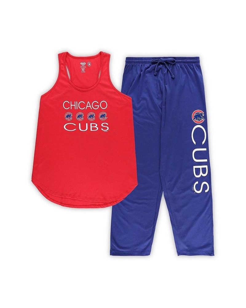 Women's Red Royal Chicago Cubs Plus Size Meter Tank Top and Pants Sleep Set Red, Royal $36.55 Pajama