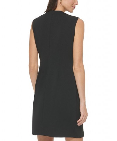 Women's Colorblocked Faux-Wrap Sleeveless Dress Black/White $47.52 Dresses