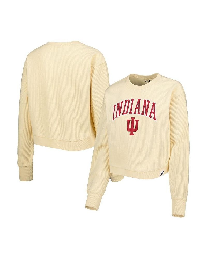 Women's Cream Indiana Hoosiers Classic Campus Corded Timber Sweatshirt Cream $36.80 Sweatshirts