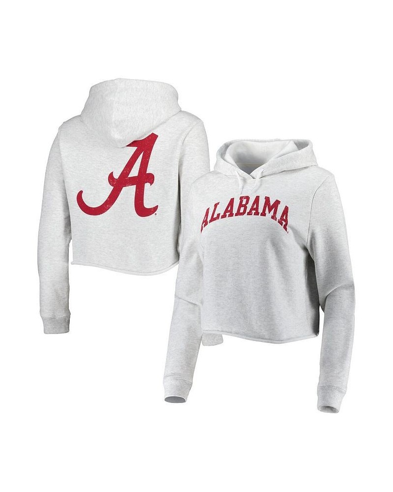 Women's Ash Alabama Crimson Tide 2-Hit 1636 Cropped Pullover Hoodie Ash $33.14 Sweatshirts