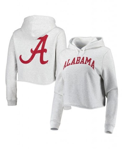 Women's Ash Alabama Crimson Tide 2-Hit 1636 Cropped Pullover Hoodie Ash $33.14 Sweatshirts