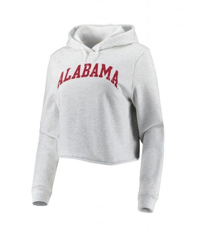 Women's Ash Alabama Crimson Tide 2-Hit 1636 Cropped Pullover Hoodie Ash $33.14 Sweatshirts