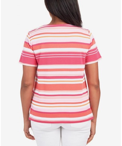 Women's Striped Ring Detail T-shirt Multi $29.67 Tops