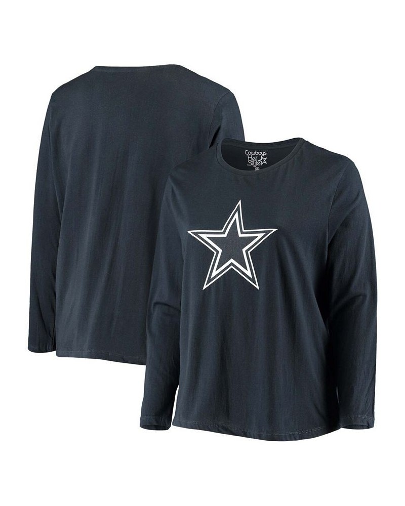 Women's Plus Size Navy Dallas Cowboys Primary Logo Long Sleeve T-shirt Navy $26.09 Tops