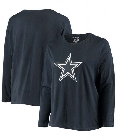 Women's Plus Size Navy Dallas Cowboys Primary Logo Long Sleeve T-shirt Navy $26.09 Tops