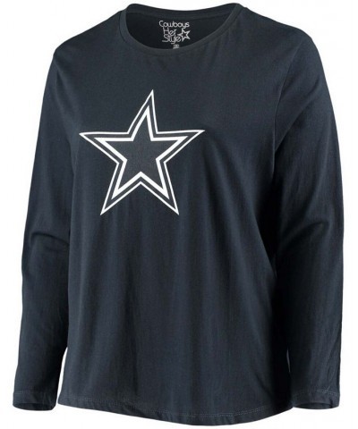 Women's Plus Size Navy Dallas Cowboys Primary Logo Long Sleeve T-shirt Navy $26.09 Tops