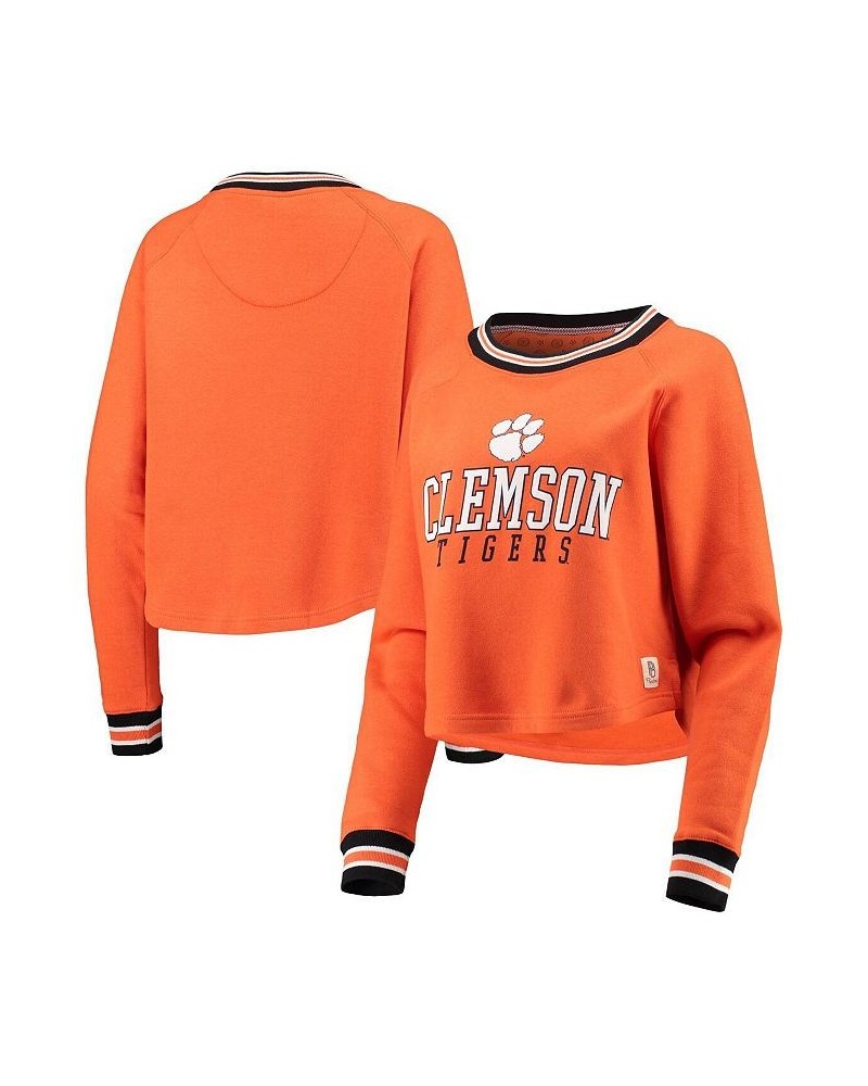 Women's Orange Clemson Tigers Cali Cozy Raglan Crop Pullover Sweatshirt Orange $26.40 Sweatshirts