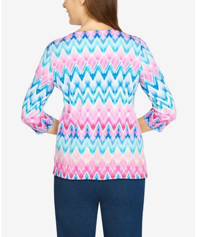 Women's Key Items Chevron Print Soft Knit Top Multi $24.94 Tops