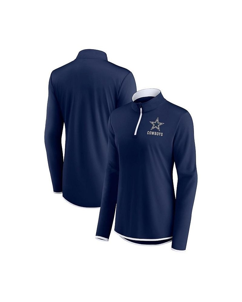 Women's Branded Navy Dallas Cowboys Worth the Drive Quarter-Zip Top Navy $36.39 Tops