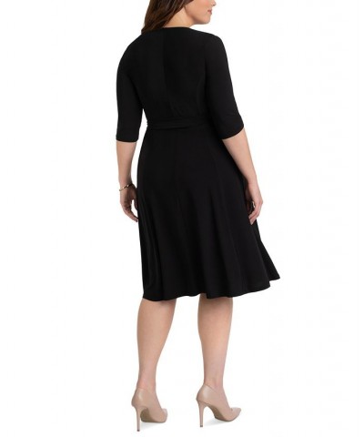 Womens Plus Size Essential Wrap Dress Black $44.28 Dresses