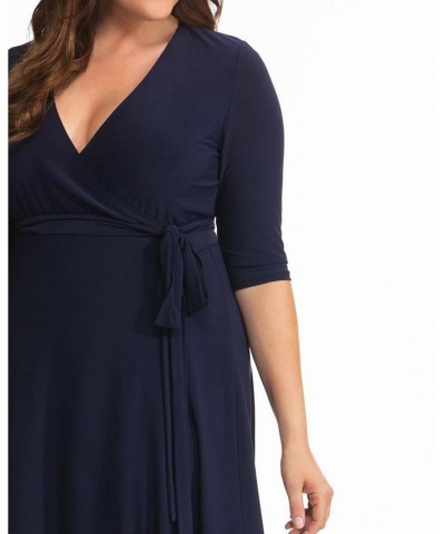 Womens Plus Size Essential Wrap Dress Black $44.28 Dresses