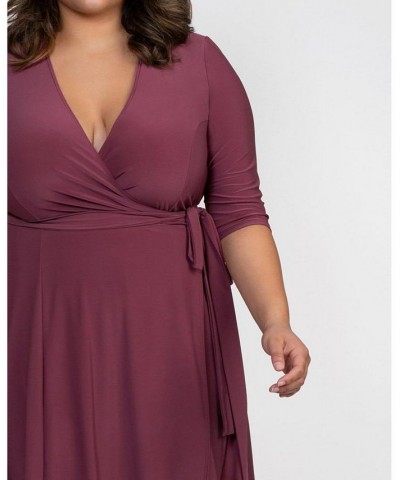 Womens Plus Size Essential Wrap Dress Black $44.28 Dresses