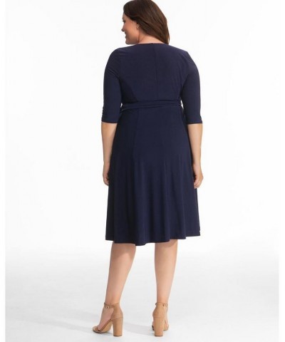 Womens Plus Size Essential Wrap Dress Black $44.28 Dresses