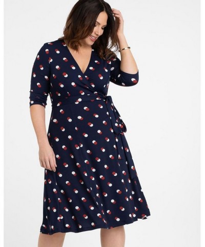 Womens Plus Size Essential Wrap Dress Black $44.28 Dresses