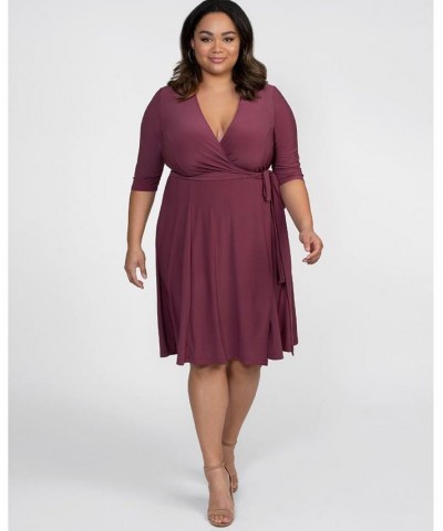 Womens Plus Size Essential Wrap Dress Black $44.28 Dresses