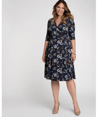 Womens Plus Size Essential Wrap Dress Black $44.28 Dresses