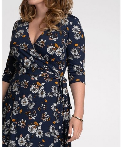 Womens Plus Size Essential Wrap Dress Black $44.28 Dresses