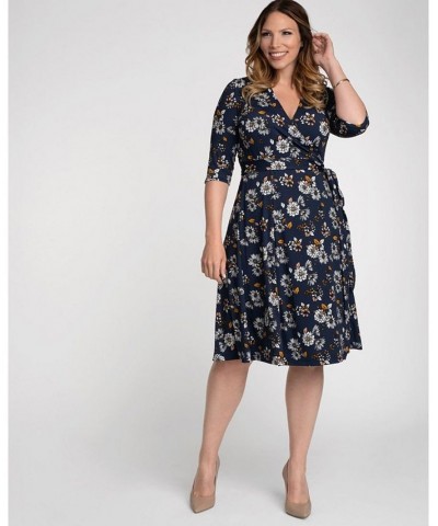 Womens Plus Size Essential Wrap Dress Black $44.28 Dresses