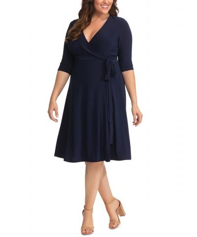 Womens Plus Size Essential Wrap Dress Black $44.28 Dresses