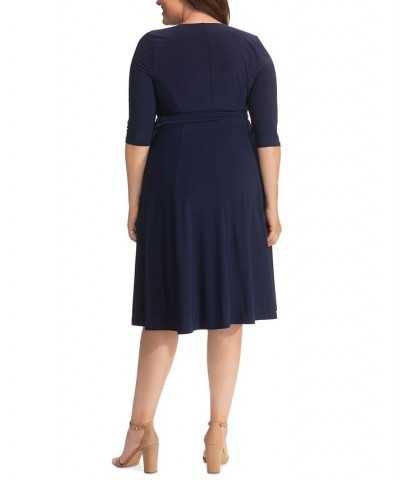 Womens Plus Size Essential Wrap Dress Black $44.28 Dresses