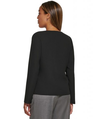 Women's Cowlneck Long Sleeve Top Black $15.62 Tops