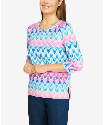 Women's Key Items Chevron Print Soft Knit Top Multi $24.94 Tops