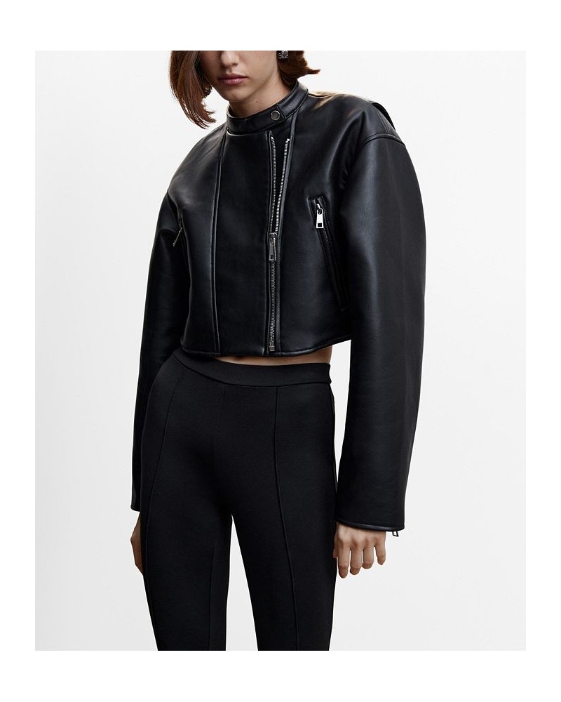 Women's Faux-Leather Biker Jacket Black $65.60 Jackets