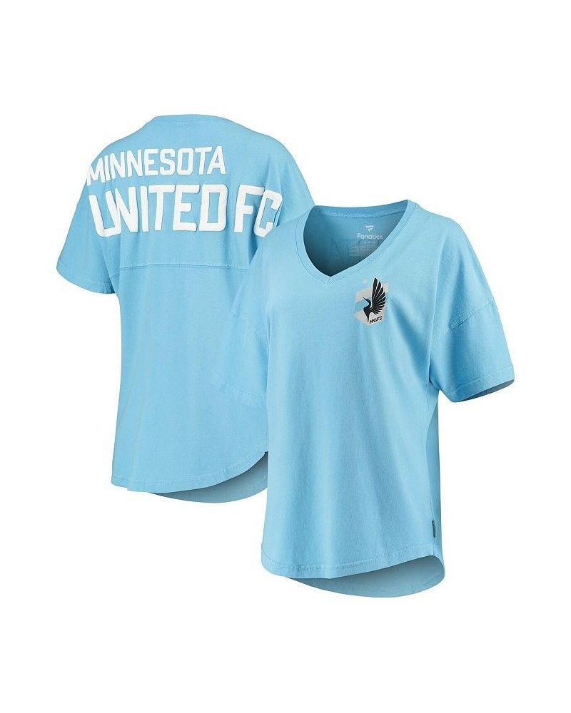 Women's Branded Blue Minnesota United FC Spirit Jersey V-Neck T-shirt Blue $31.50 Tops