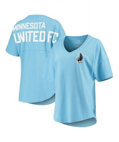 Women's Branded Blue Minnesota United FC Spirit Jersey V-Neck T-shirt Blue $31.50 Tops