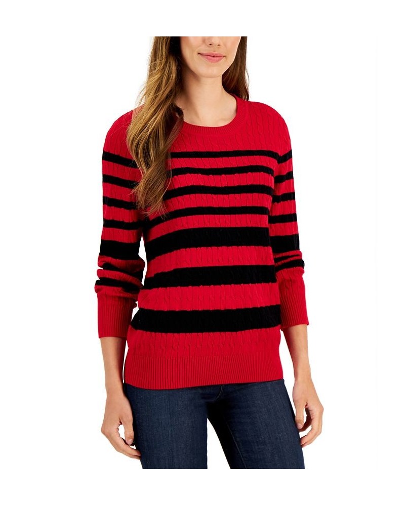 Women's Crewneck Tarrant Striped Sweater Red $11.24 Sweaters