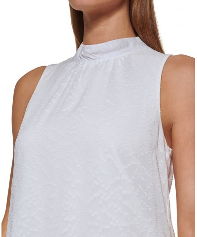 Women's Mock-Neck Clip-Square Shift Dress Ivory $47.73 Dresses