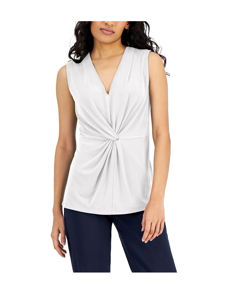 Women's Twist-Front Sleeveless Top White $16.96 Tops