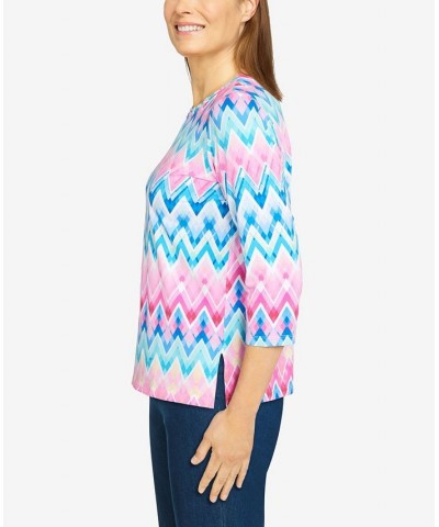 Women's Key Items Chevron Print Soft Knit Top Multi $24.94 Tops