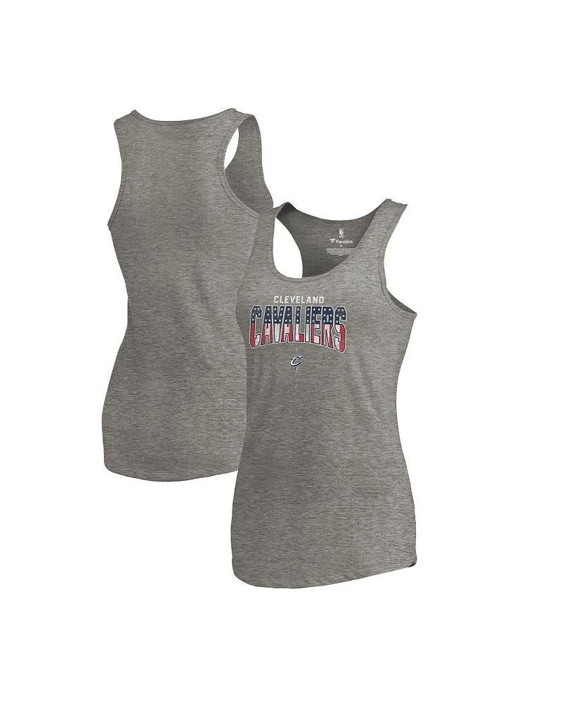 Women's Branded Heathered Gray Cleveland Cavaliers Americana Racerback Tri-Blend Tank Top Heathered Gray $17.39 Tops