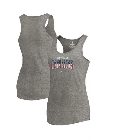 Women's Branded Heathered Gray Cleveland Cavaliers Americana Racerback Tri-Blend Tank Top Heathered Gray $17.39 Tops