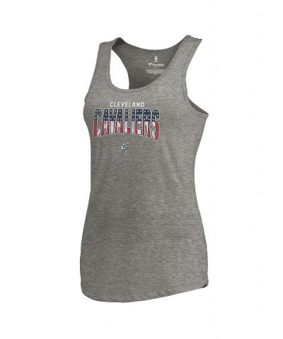 Women's Branded Heathered Gray Cleveland Cavaliers Americana Racerback Tri-Blend Tank Top Heathered Gray $17.39 Tops