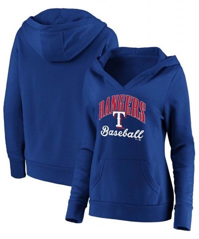 Plus Size Royal Texas Rangers Victory Script Crossover Neck Pullover Hoodie Royal $38.40 Sweatshirts