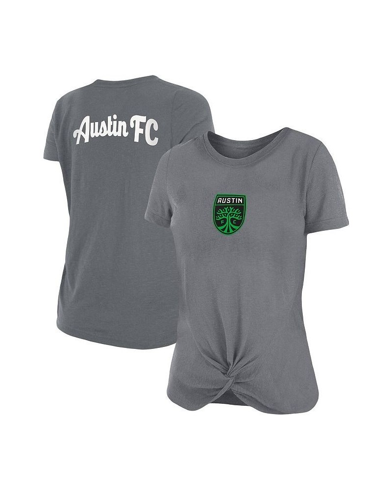 Women's by New Era Gray Austin FC Front Twist T-shirt Gray $23.64 Tops