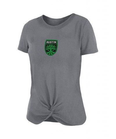 Women's by New Era Gray Austin FC Front Twist T-shirt Gray $23.64 Tops