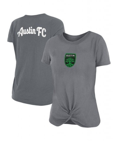 Women's by New Era Gray Austin FC Front Twist T-shirt Gray $23.64 Tops