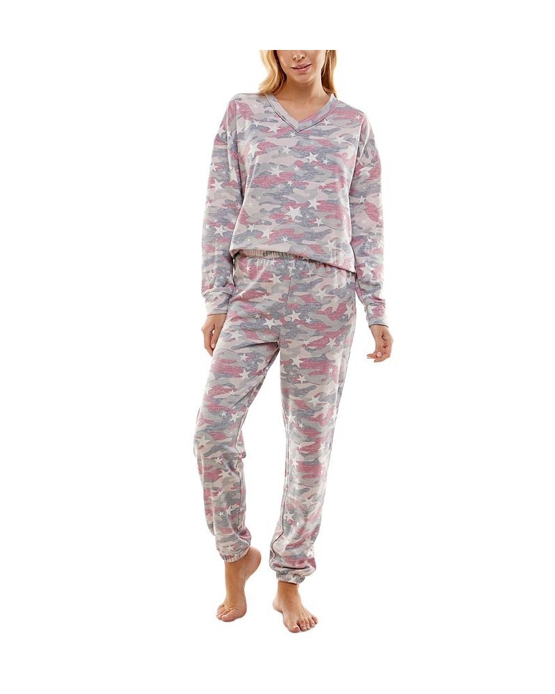 Women's Butterknit Printed Pajamas Set Elisa Starry Camo Flintstone $14.35 Sleepwear