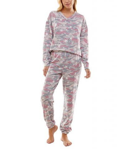 Women's Butterknit Printed Pajamas Set Elisa Starry Camo Flintstone $14.35 Sleepwear